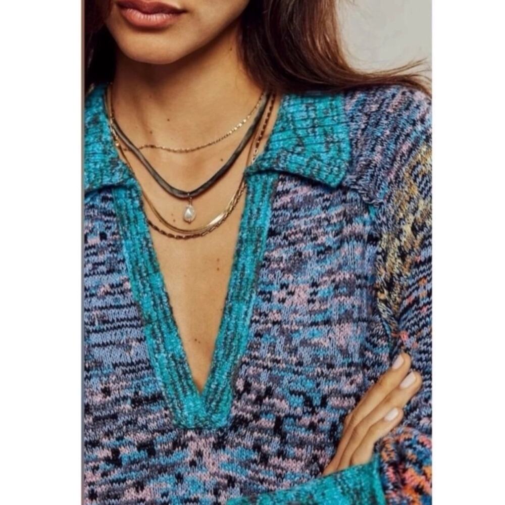 Free People Bohemian Seasons Of Sun Oversized Tunic Sweater Dress XL 70s Fall - Picture 5 of 12